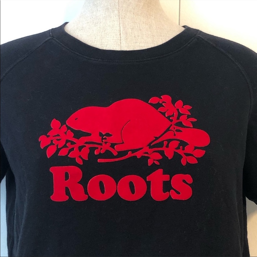 ROOTS Logo Short Sleeve Crew Neck Pullover Sweater Top - Picture 2 of 4